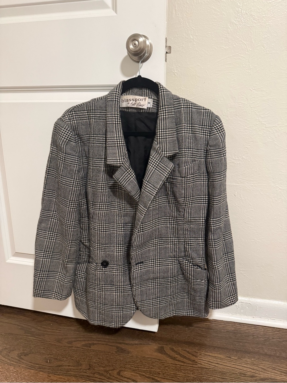 Classic Black & White Plaid Blazer